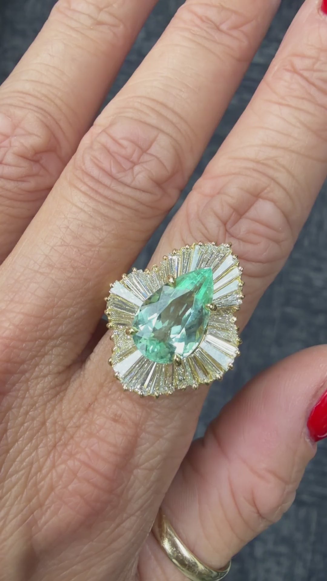 Paraiba tourmaline and diamond ballerina ring video