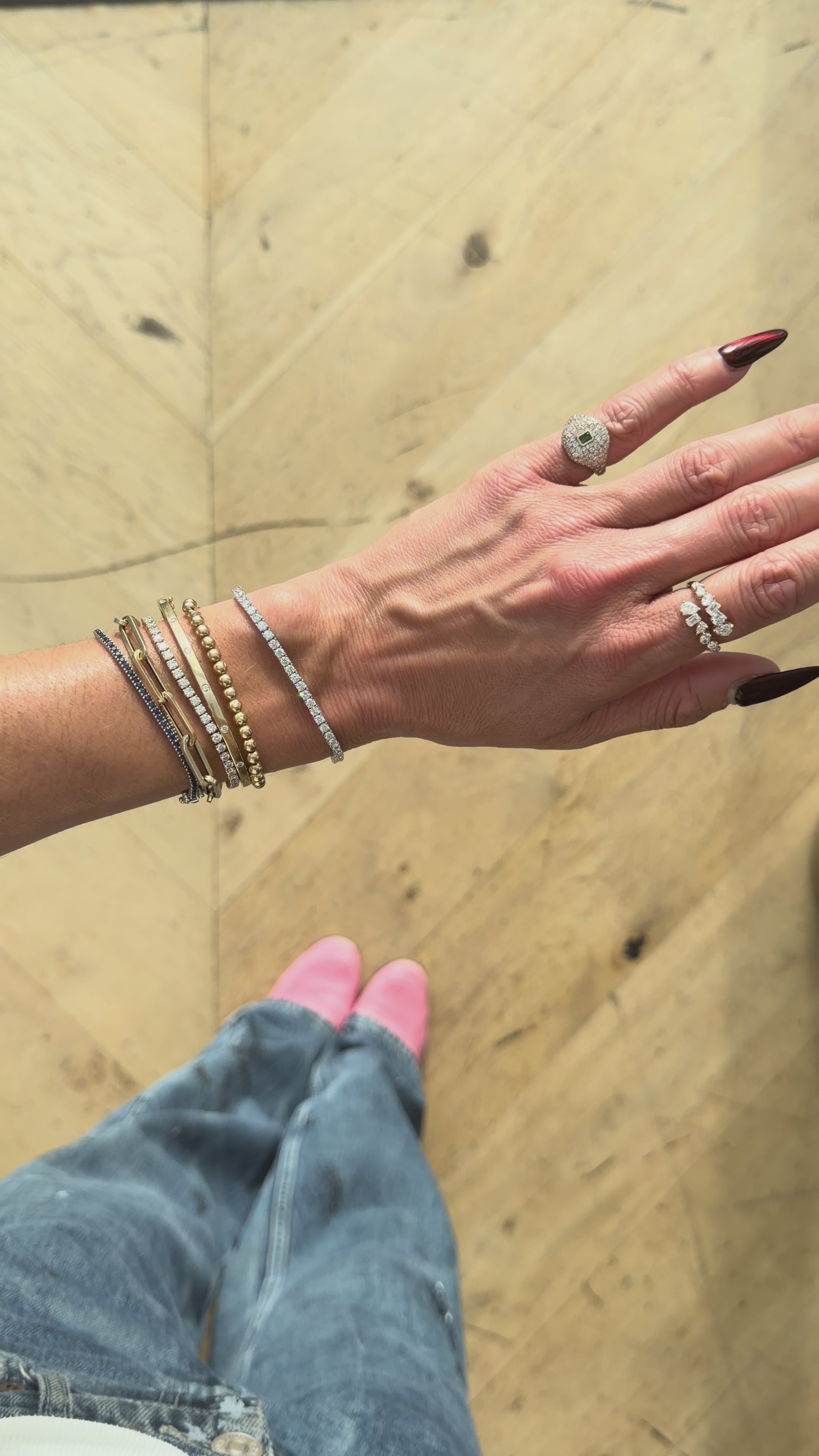 Birthstone and Diamond Tennis Bracelet (LG)